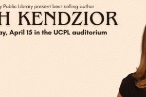 photo of woman; text reads Friends of University City Public Library present best-selling author Sarah Kendzior 7 p.m. Wednesday, April 15 in the UCPL auditorium